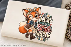 Cute Floral Fox Girl with Glasses, Bandana, Denim Outfit Product Image 2