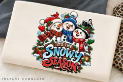 Cute Snowman Family Snowy Season Winter Christmas Holiday Product Image 2