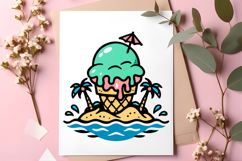 Cute Tropical Ice Cream Beach Summer Island Dessert Product Image 2