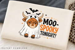 Moo Spooky Tonight PNG Sublimation Design, Ghost Highland Product Image 2