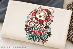 Cute Christmas Cat with Headphones Cozy Tunes Merry Moods Product Image 3