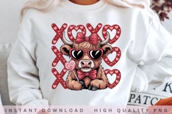 Valentine Highland Cow XOXO PNG Product Image 2