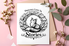 Proudly Lost In Stories Fox Book Lover Vintage PNG Design Product Image 6
