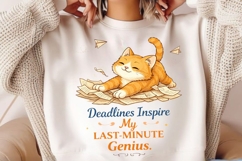 Deadlines Inspire My Last Minute Genius PNG, Funny Cat Product Image 2