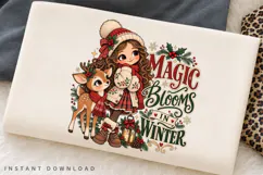 Magical Winter Girl and Cute Reindeer Holiday Christmas Product Image 2