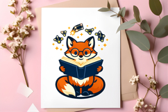 Cute Reading Fox Book Lover Astrology Stars Cartoon Product Image 4