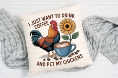 Chicken With Coffee And Sunflower Sublimation PNG Product Image 2