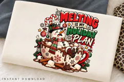 Melting Snowman Holiday Plan Hot Cocoa Christmas Winter PNG Product Image 2