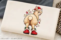 Christmas Llama PNG Sublimation Design, Funny Alpaca Butt Product Image 2