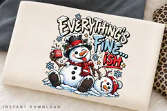 Everything Is Fine Funny Snowman Winter Christmas Holiday Product Image 2
