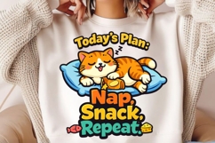 Today's Plan Nap Snack Repeat Cat PNG, Cute Sleeping Cat Product Image 2