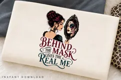 Behind The Mask PNG Sublimation Design, Gothic Girl Mirror Product Image 3