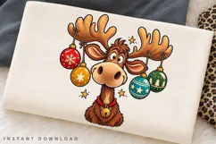 Christmas Moose PNG Sublimation Design, Funny Reindeer Product Image 2