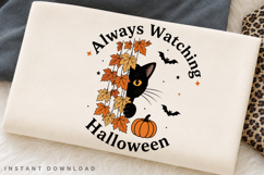 Always Watching Halloween PNG Sublimation Design, Black Cat Product Image 2