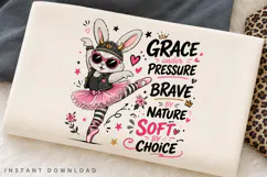 Ballerina Bunny PNG Sublimation Design, Cute Punk Rabbit Product Image 2