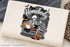 Homebody Skeleton Halloween PNG, Cozy Skeleton Clipart Product Image 3