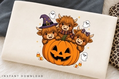 Halloween Highland Cow Pumpkin PNG Sublimation Design Product Image 3