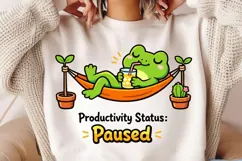 Productivity Status Paused Frog PNG, Funny Lazy Frog Hammock Product Image 2
