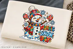 Cute Mosaic Snowman Magic Snow Day Winter Holiday PNG Product Image 2