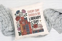Library Day Books Floral Design Illustration Sublimation PNG Product Image 2