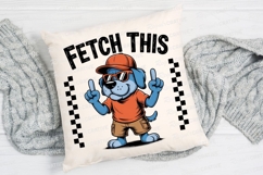 Blue Dog Cartoon Fetch This Wearing Sublimation PNG Product Image 2