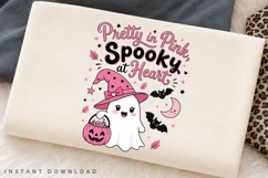 Pretty In Pink Spooky At Heart PNG, Pink Ribbon Ghost Witch Product Image 2