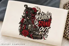 Gothic Black Boot with Red Laces, Skulls, Roses and Bold Product Image 2