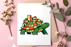 Fantasy Turtle Carrying City Cute Cartoon Turtle Town Product Image 5