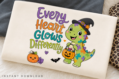 Every Heart Glows Differently PNG, Autism Halloween Dino Product Image 2