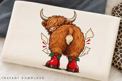 Christmas Highland Cow PNG Sublimation Design, Funny Cow But Product Image 2