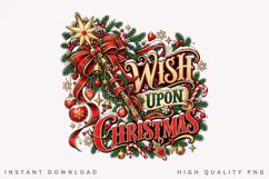 Wish Upon Christmas Festive Holiday Bow Ornament PNG Design Product Image 1