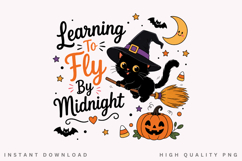 Learning To Fly By Midnight PNG Sublimation Design, Black Product Image 1