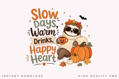 Slow Days Warm Drinks Happy Heart PNG Sublimation Design Product Image 1