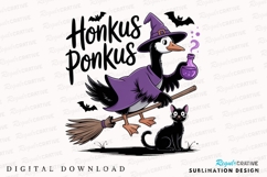 Honkus Ponkus Goose Witch with Black Cat Sublimation PNG Product Image 1