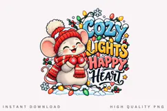 Cute Christmas Mouse with Colorful Lights Cozy Winter Happy Product Image 2