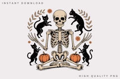 Skeleton Black Cat Halloween PNG, Vintage Spooky Skeleton Product Image 3