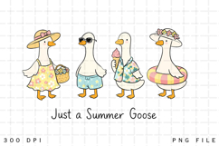 Just a Summer Goose Cute Floral Goose PNG Design Product Image 1