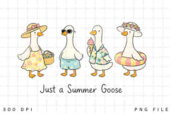 Just a Summer Goose Cute Floral Goose PNG Design Product Image 1