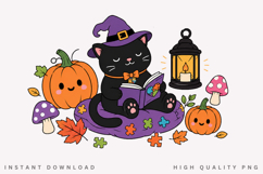 Autism Awareness Black Cat PNG, Reading Cat Halloween Product Image 1