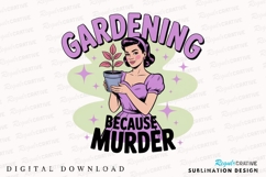 Retro Illustration of Woman Holding Plant Sublimation PNG Product Image 1