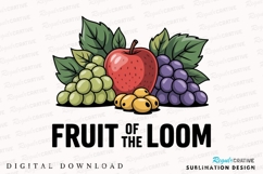 Fruit Still Life Cartoon Apple Green Grapes Sublimation PNG Product Image 1