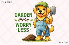 Garden More Worry Less PNG, Funny Gardening Dog PNG Product Image 1