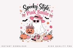 Spooky Style Pink Smile PNG, Pink Ghost Fashion Sublimation Product Image 2