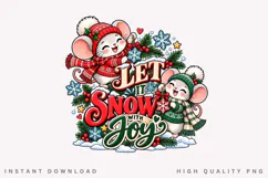 Cute Christmas Mice Let It Snow with Joy Winter Holiday Product Image 2