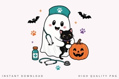 Halloween Vet Tech PNG Sublimation Design, Ghost Product Image 2