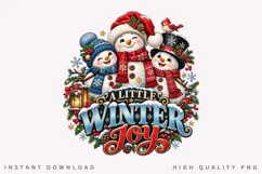 A Little Winter Joy Snowman Family Christmas Holiday PNG Product Image 2
