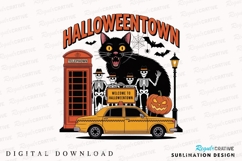 Halloween Illustration with Black Cat Sublimation PNG Product Image 1