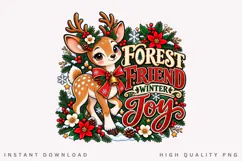 Forest Friend Winter Joy Cute Reindeer Christmas Holiday Product Image 2