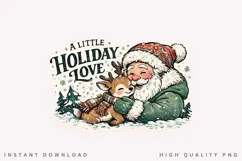 A Little Holiday Love PNG Sublimation Design, Vintage Santa Product Image 2
