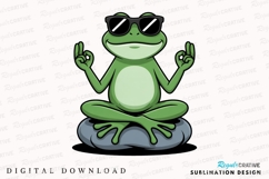 Cartoon Frog Meditating With Sunglasses Sublimation PNG Product Image 1
